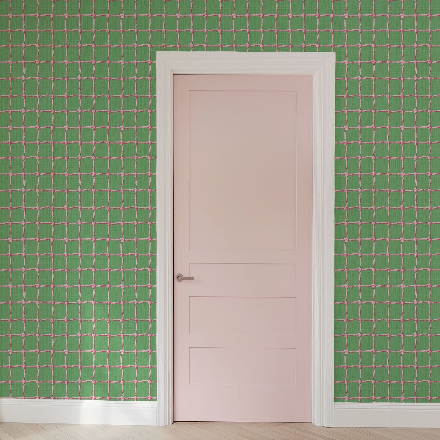 wallpaper Natural Textured Eco-Friendly Non-toxic High-quality Sustainable Interior Design Bold Custom Tailor-made Retro chic Tropical Jungle Coastal Cabana preppy Pickleball Sport gameroom kids stripe horizontal kelly green grass neon hot pink net tennis pickleball paper weave paperweave basketweave basket weave