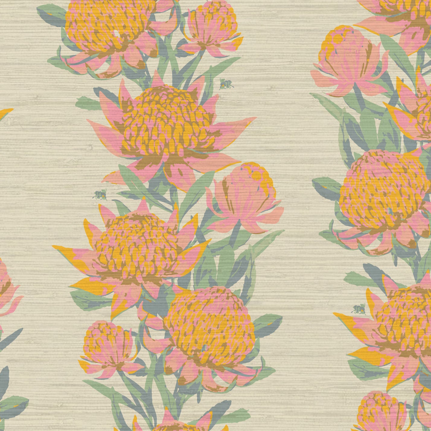 Someone Like You Protea Floral Stripe Wallpaper