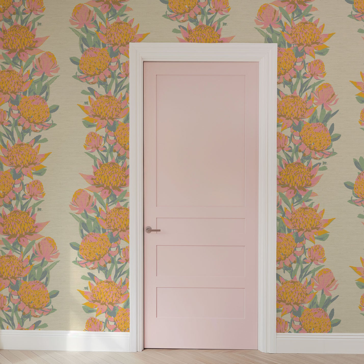 Someone Like You Protea Floral Stripe Wallpaper
