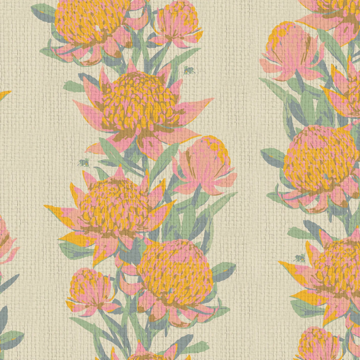 Someone Like You Protea Floral Stripe Wallpaper