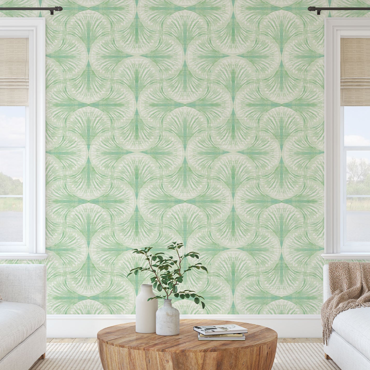 South Beach Watercolor Seashell Wallpaper by Little Blue Designs