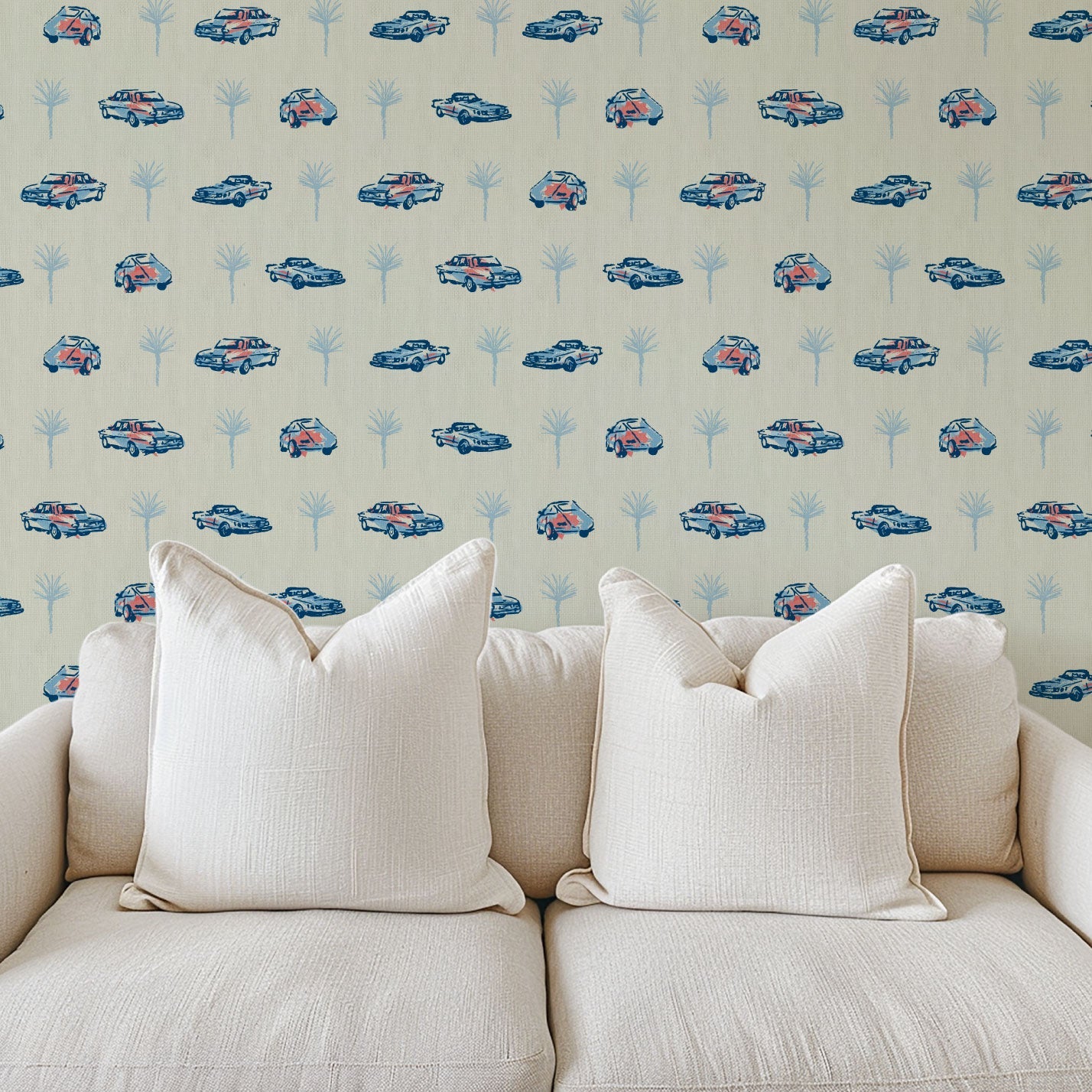 wallpaper Natural Textured Eco-Friendly Non-toxic High-quality Sustainable Interior Design Bold Custom Tailor-made Retro chic Grand millennial Maximalism Traditional Dopamine decor tropical palm tree mercedes bmw porsche mini icon vertical grid stripe kid playroom white royal navy blue tomato red orange paper weave paperweave basketweave basket weave