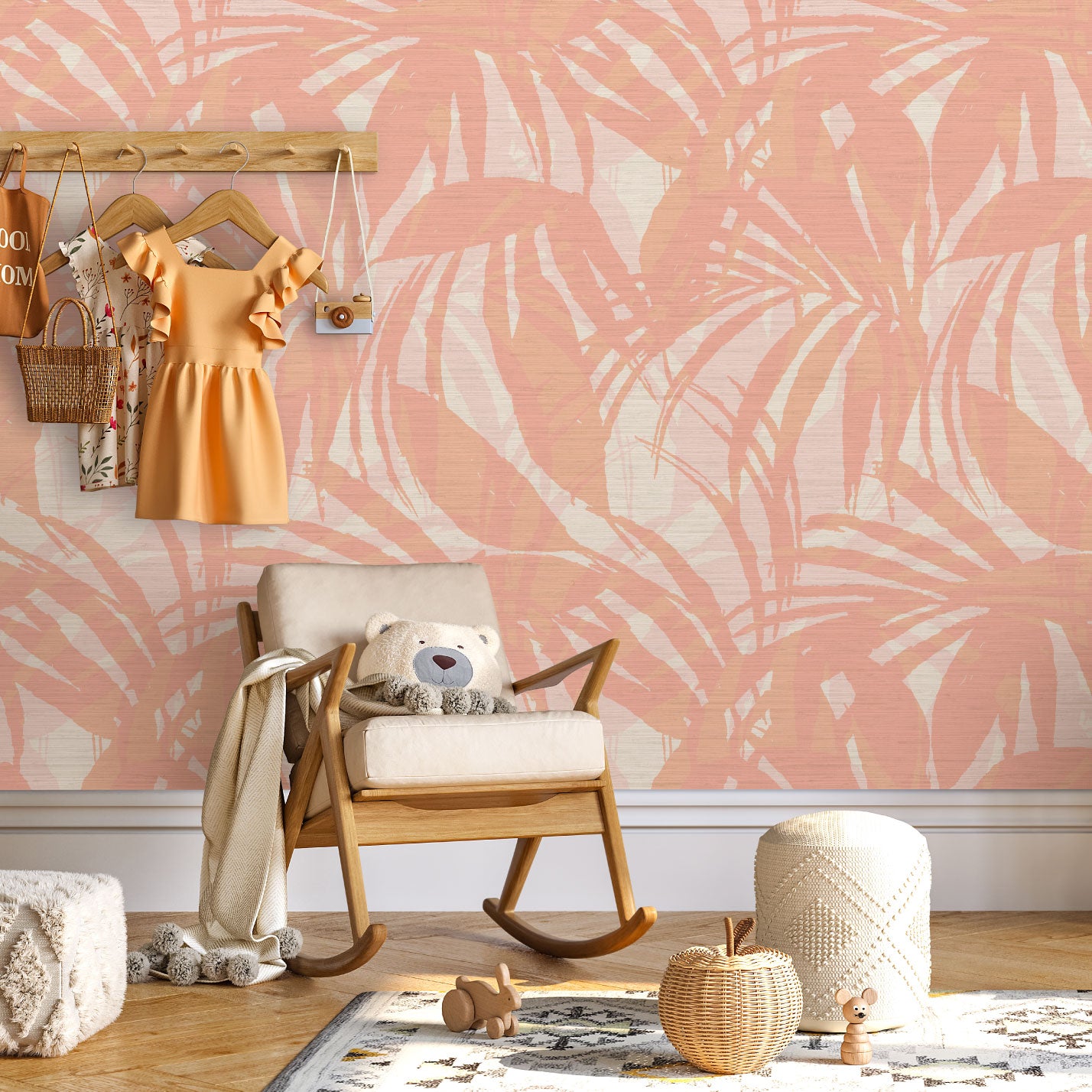 Surfin' Safari Oversized Tonal Palm Leaves Wallpaper