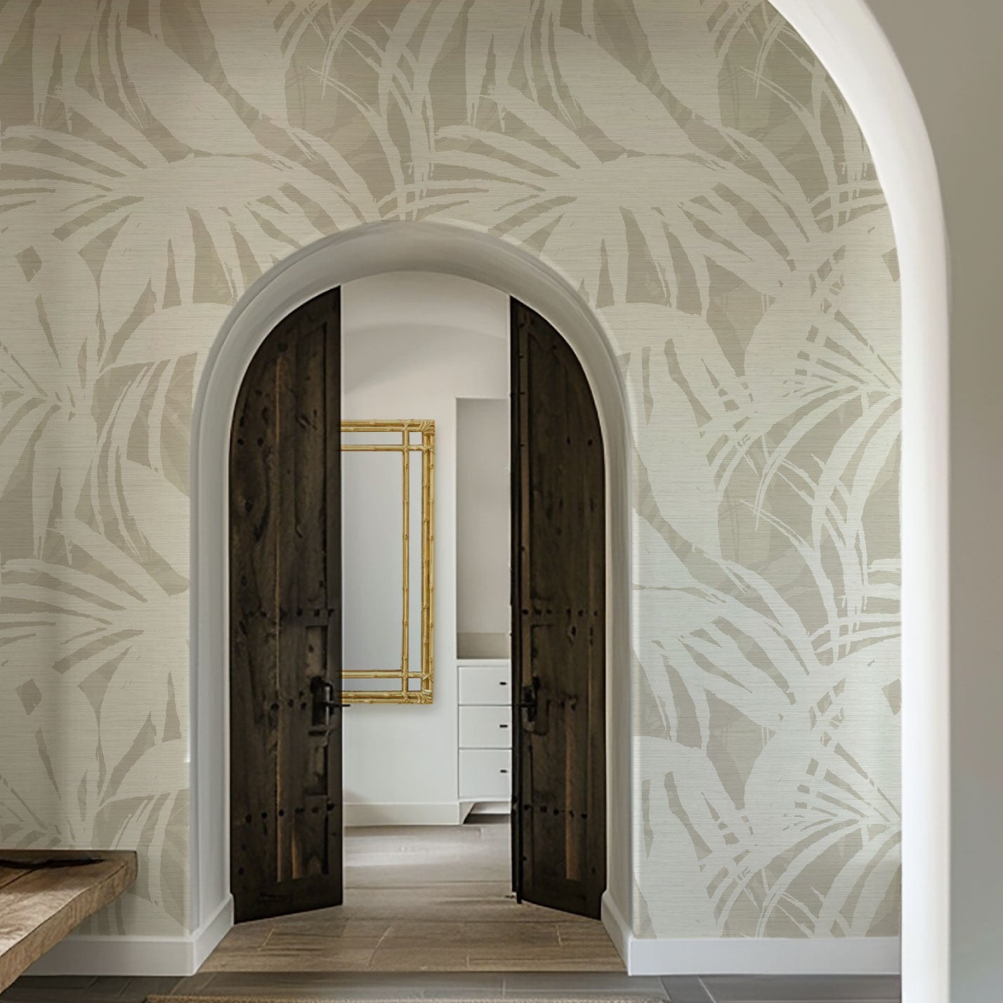 Surfin' Safari Oversized Tonal Palm Leaves Wallpaper