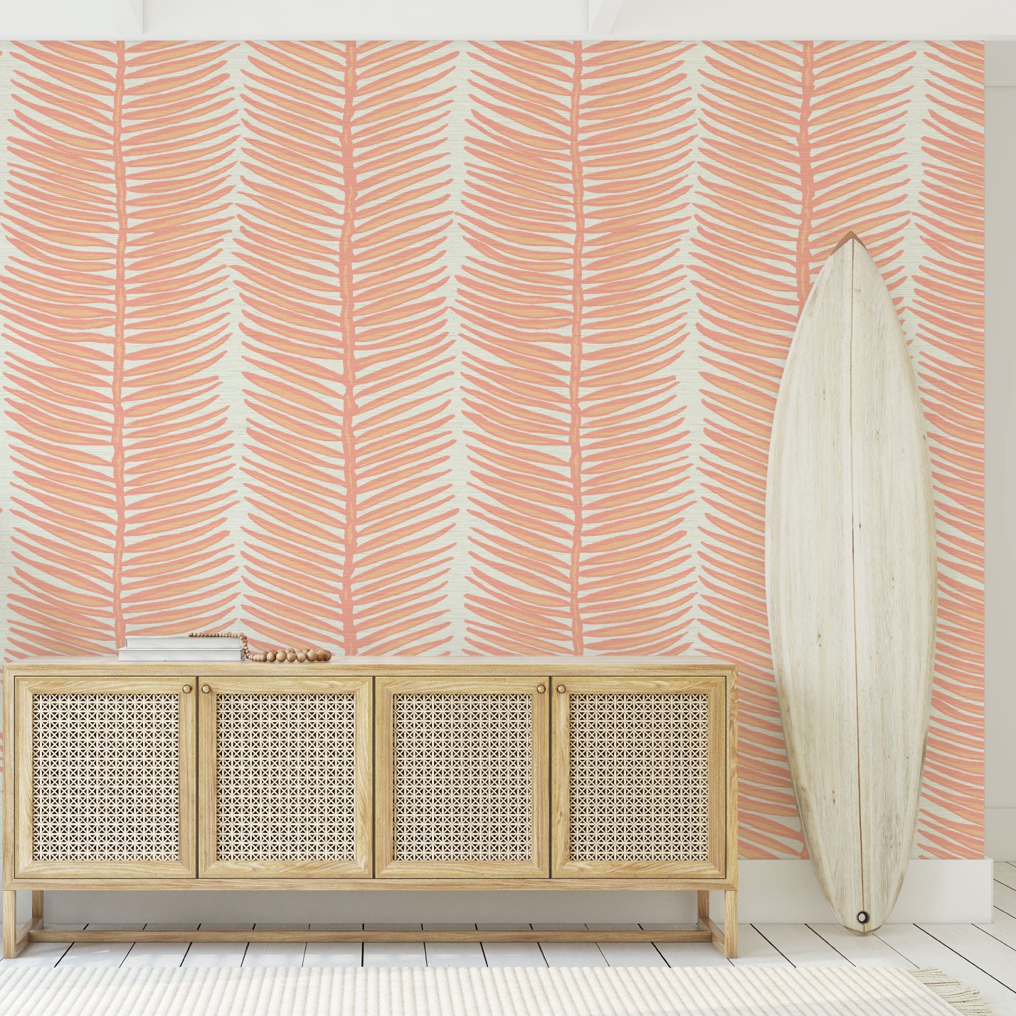 Tickets to Paradise Palm Leaf Stripe Wallpaper