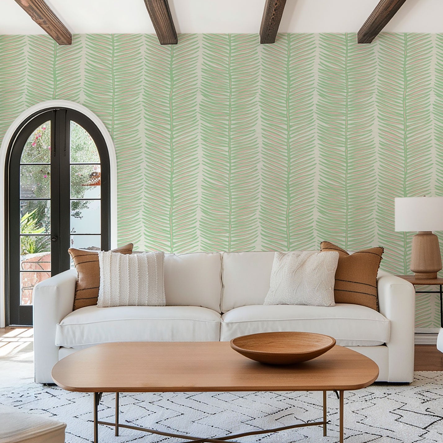 Tickets to Paradise Palm Leaf Stripe Wallpaper