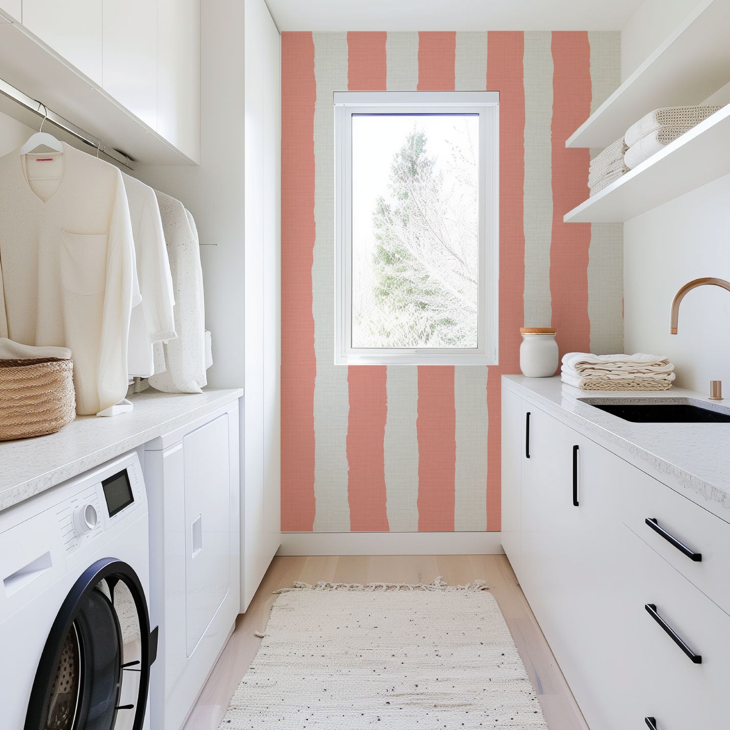 Under the Boardwalk Cabana Stripe Wallpaper