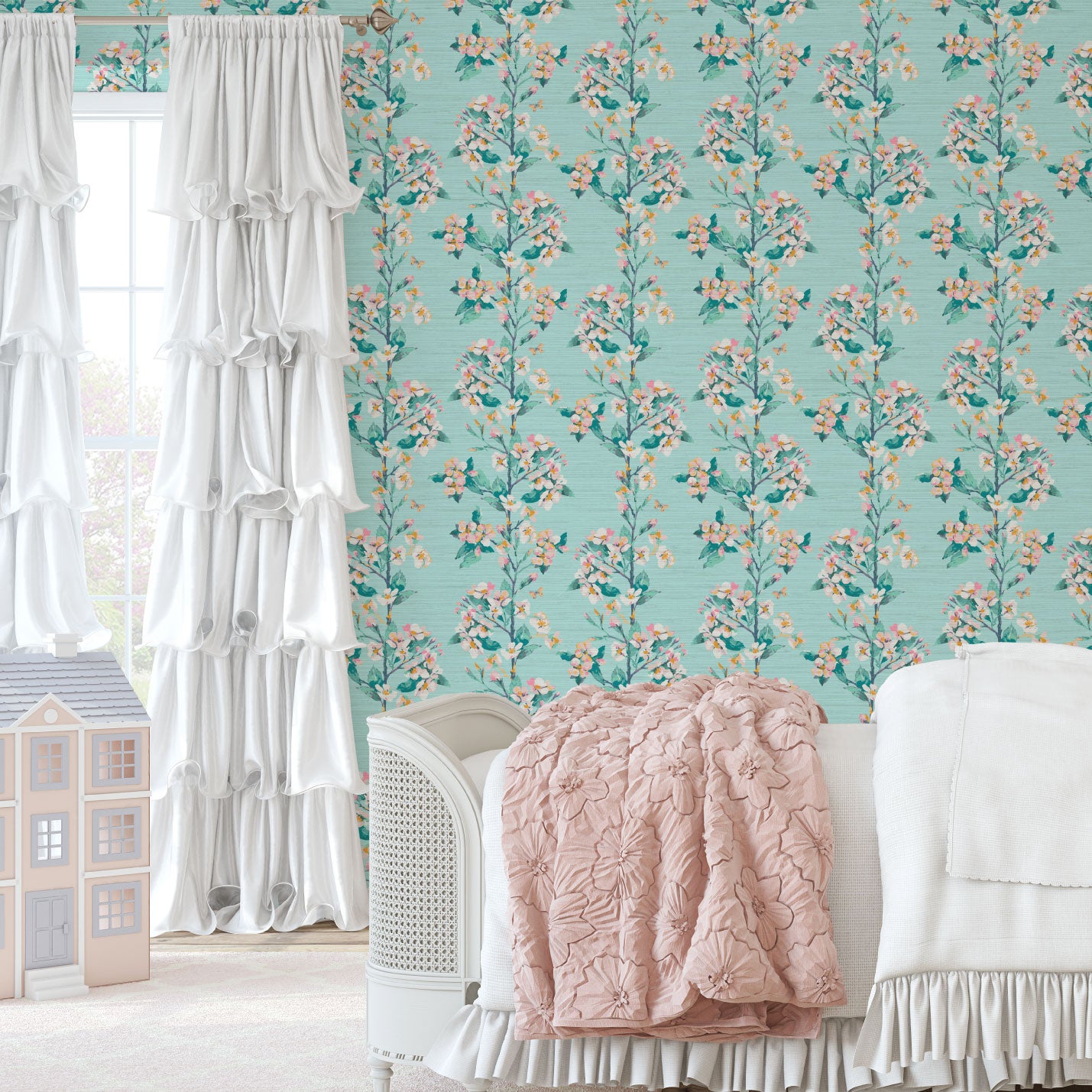 Wanna Be Adored Floral Stripe Wallpaper