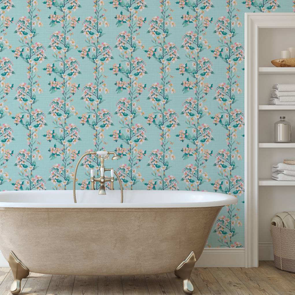 Wanna Be Adored Floral Stripe Wallpaper