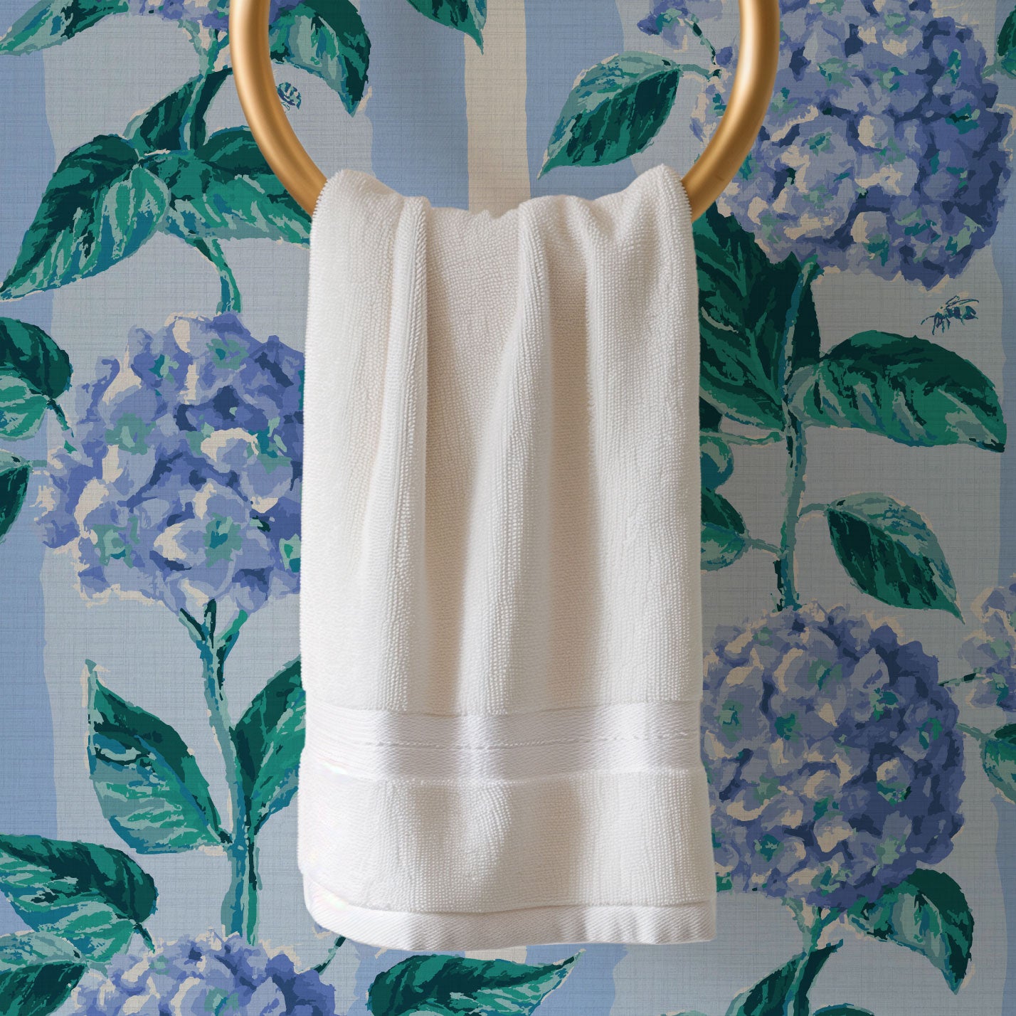 Welcome to Bloom Town Hydrangea Stripe Wallpaper