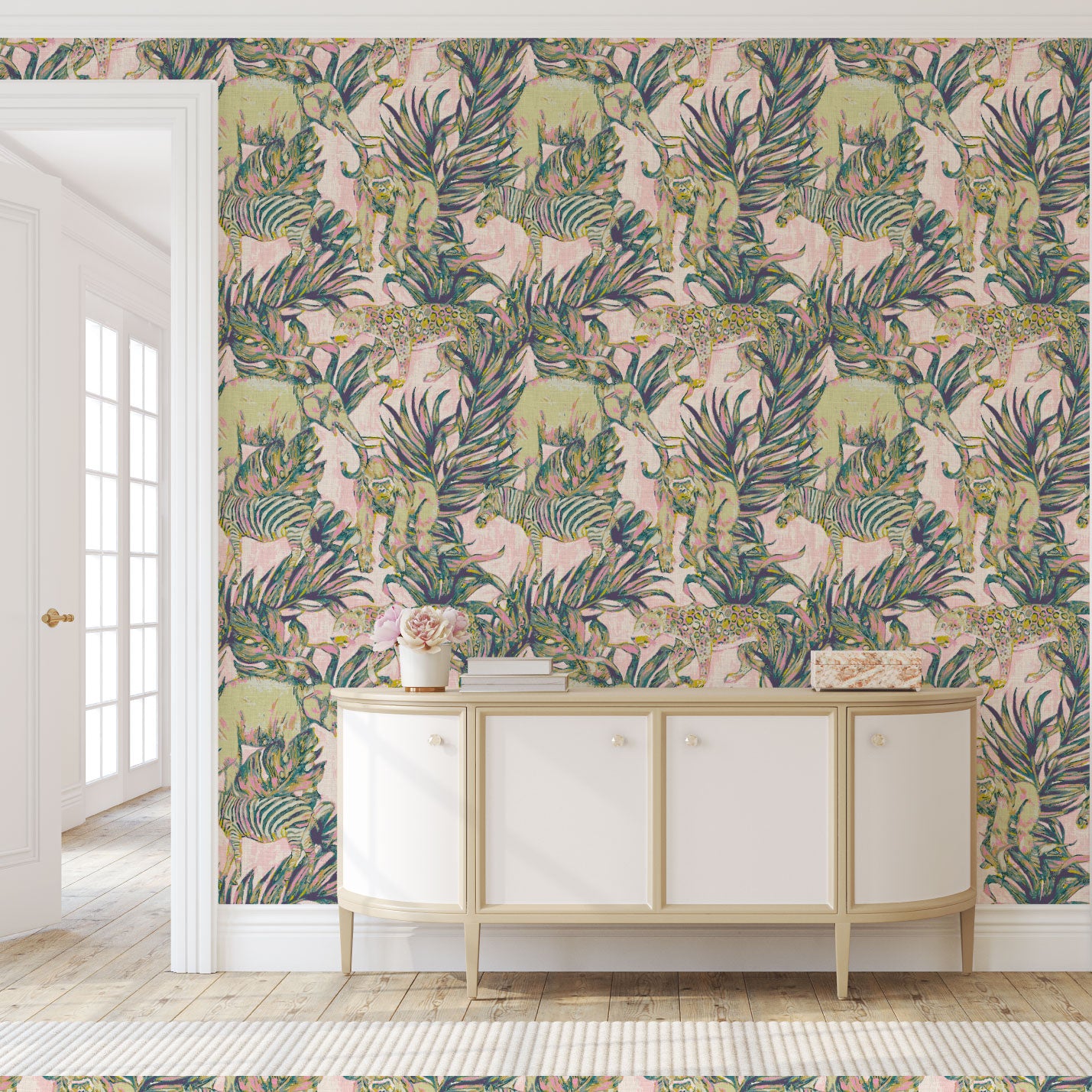 Zoo Gang Safari Animals Linen Wallpaper