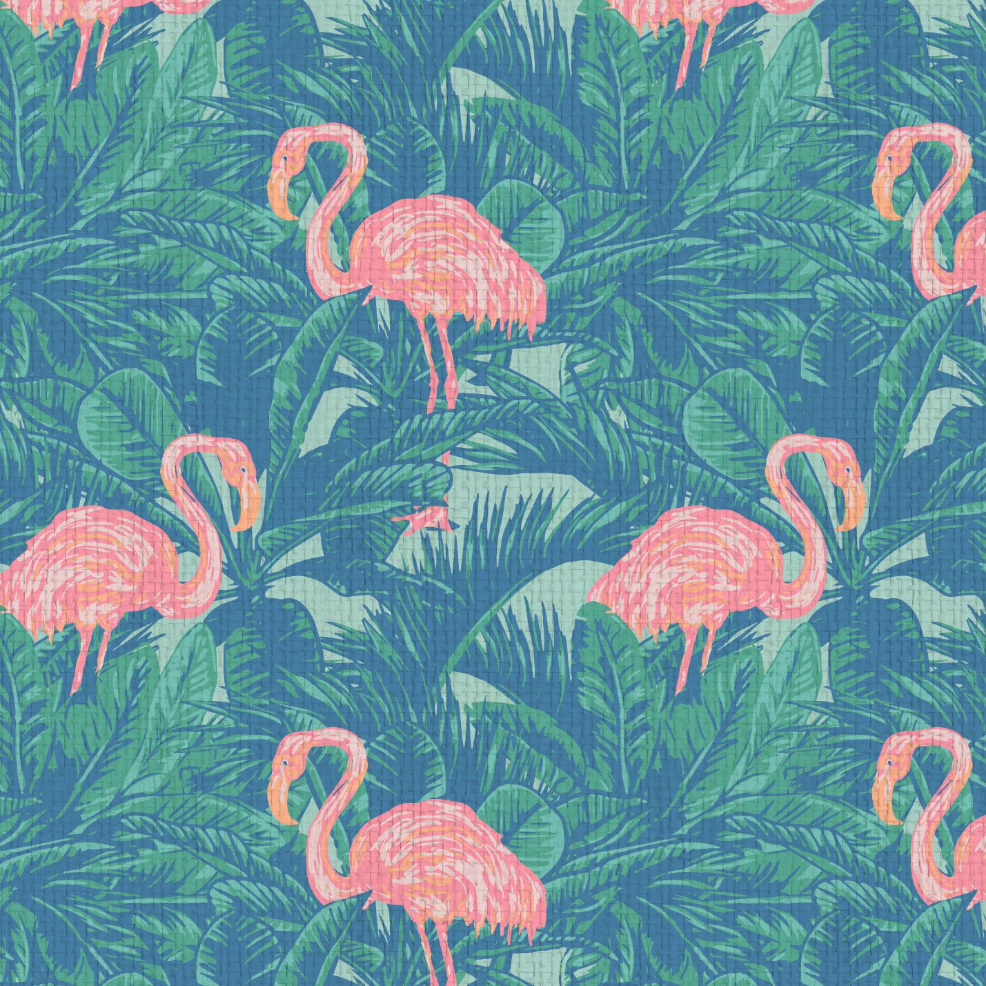 A Flamingo Made Me Do It Palm Leaf Wallpaper