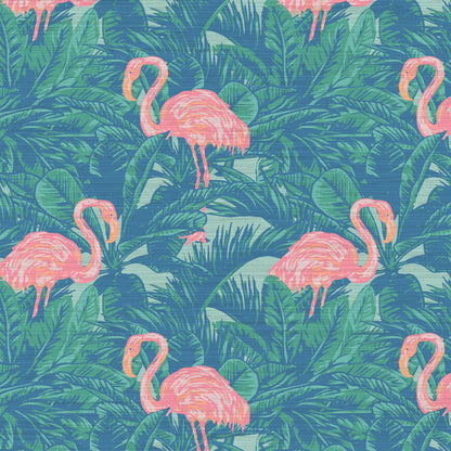 A Flamingo Made Me Do It Palm Leaf Wallpaper