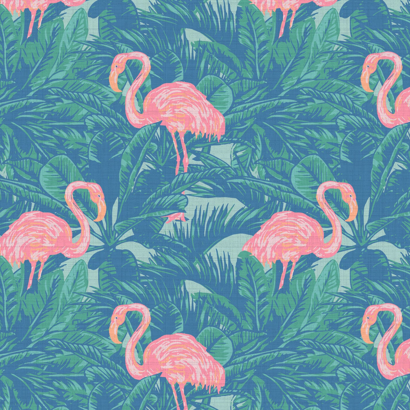 A Flamingo Made Me Do It Palm Leaf Wallpaper