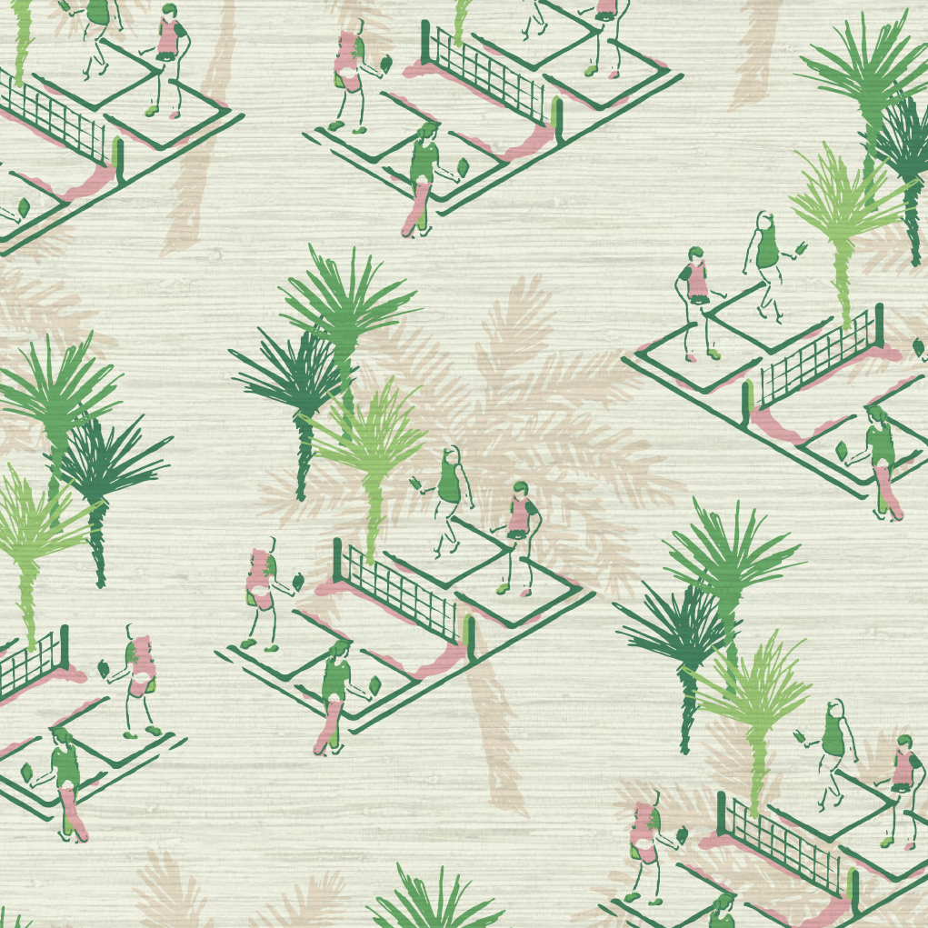 Ace of Pickles Pickleball Toile Wallpaper