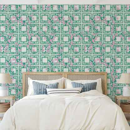 Against the Wind Pink Floral Linen Wallpaper