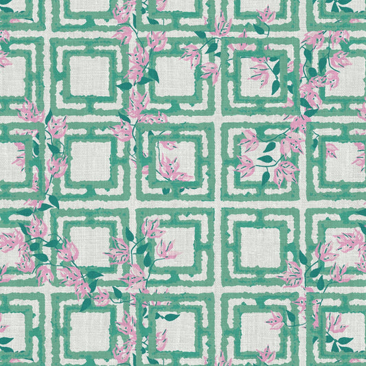wallpaper Natural Textured Eco-Friendly Non-toxic High-quality  Sustainable Interior Design Bold Custom Tailor-made Retro chic Grand millennial Maximalism  Traditional Dopamine decor garden flower geometric retro green pink girl kids preppy cabana linen