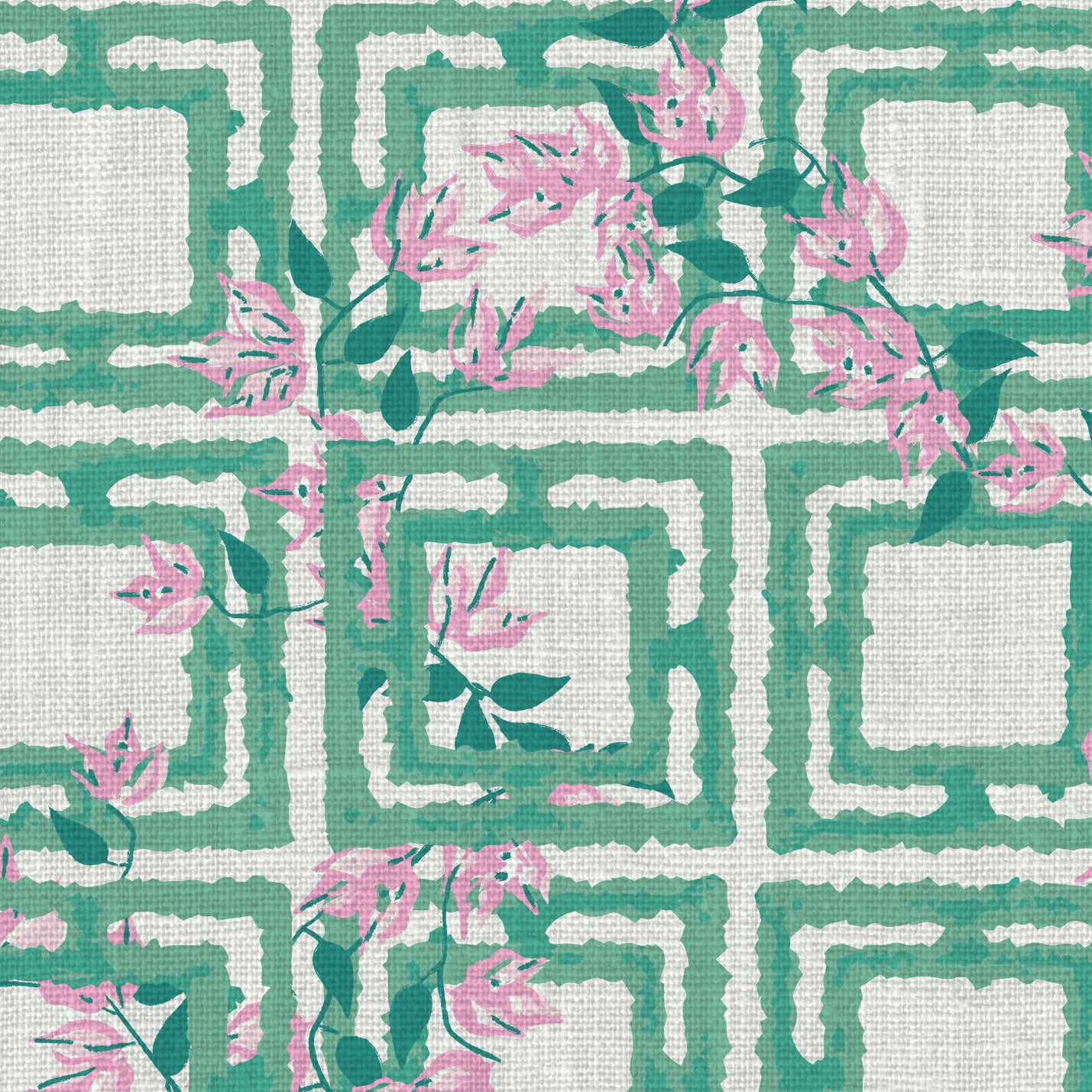 Against the Wind Pink Floral Linen Wallpaper