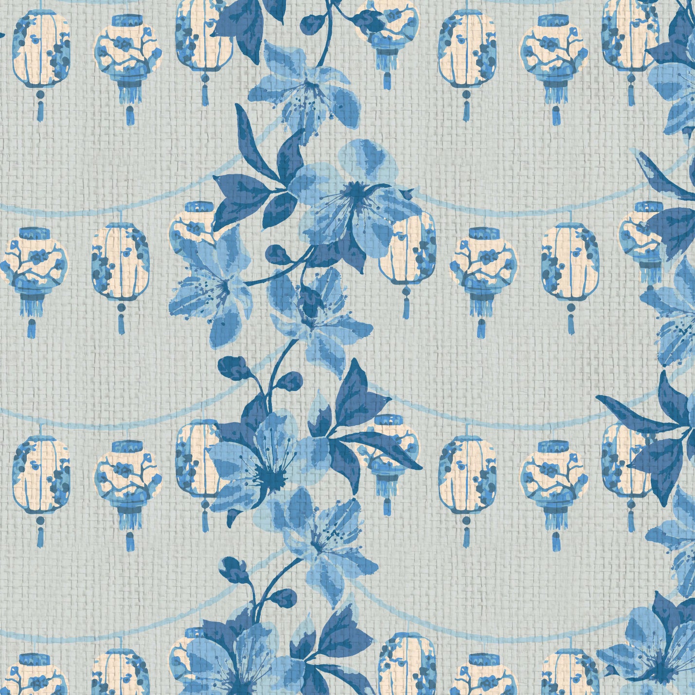 All Night Long Botanical Lantern Wallpaper
