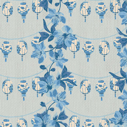 All Night Long Botanical Lantern Wallpaper