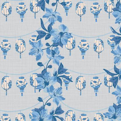 All Night Long Botanical Lantern Wallpaper