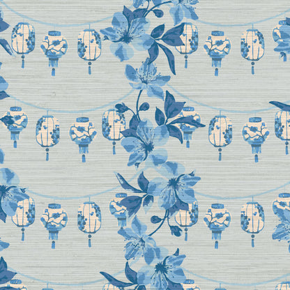 All Night Long Botanical Lantern Wallpaper