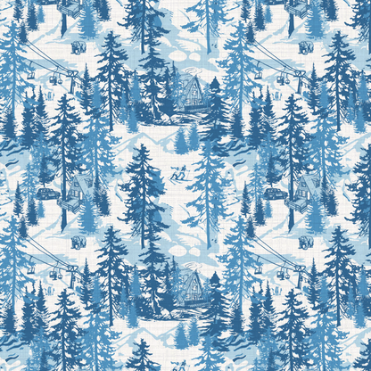 Aprés All Day Winter Ski Chalet Toile Wallpaper