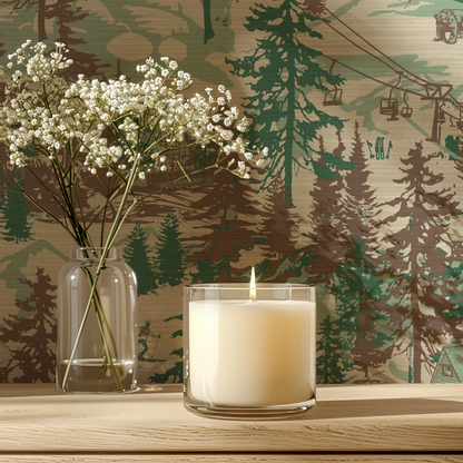 Aprés All Day Winter Ski Chalet Toile Wallpaper