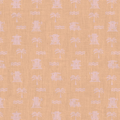 Natural Textured Eco-Friendly Non-toxic High-quality Sustainable practices Sustainability Interior Design Wall covering wallpaper grid seaside coastal seashore waterfront vacation home styling retreat relaxed beach vibes beach cottage shoreline oceanfront nautical tropical ocean waves palm tree lifeguard stand mini print custom interior design beach house sunset orange tangerine coral light pink baby linen