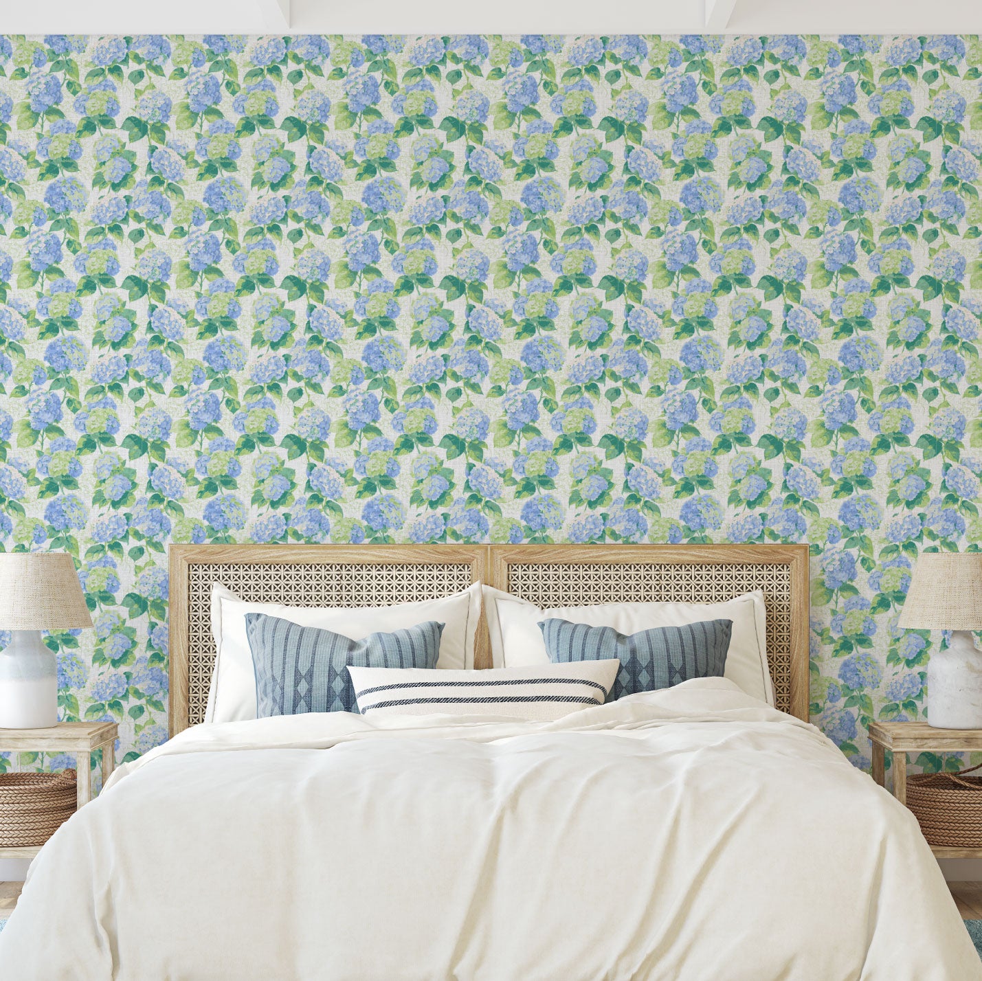 Bloom Bloom Baby Hydrangeas Linen Wallpaper