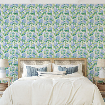 Bloom Bloom Baby Hydrangeas Linen Wallpaper
