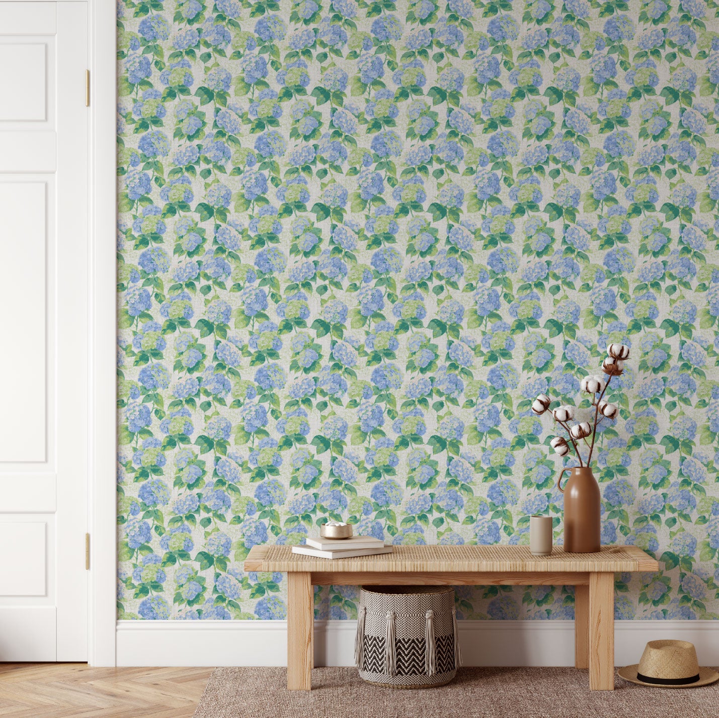 Bloom Bloom Baby Hydrangeas Linen Wallpaper