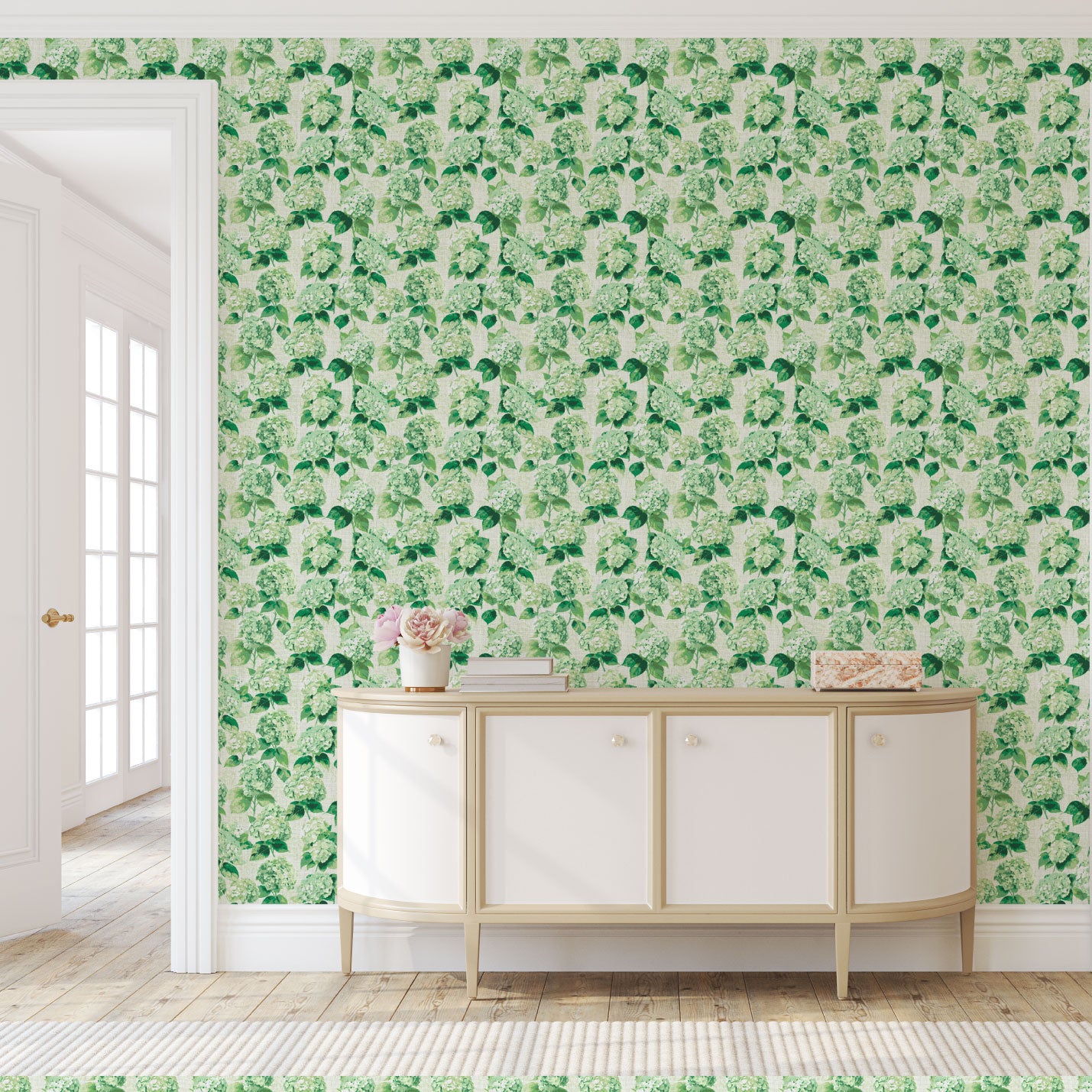 Bloom Bloom Baby Hydrangeas Linen Wallpaper
