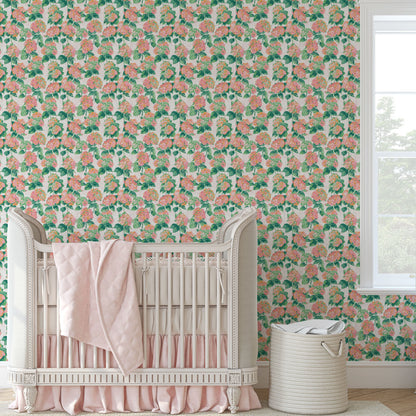 Bloom Bloom Baby Hydrangeas Linen Wallpaper