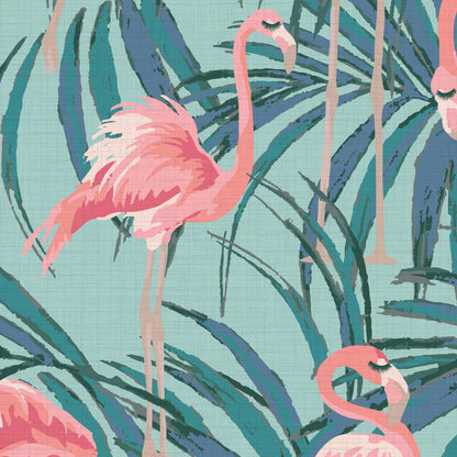 Born This Way Flamingo & Palm Leaf Wallpaper