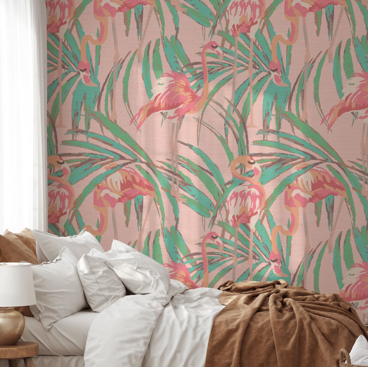 Born This Way Flamingo & Palm Leaf Wallpaper