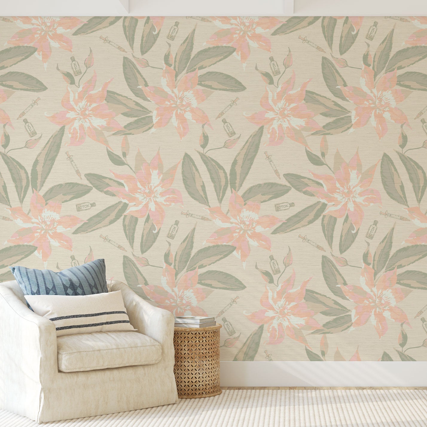 Botox Betty Floral Wallpaper