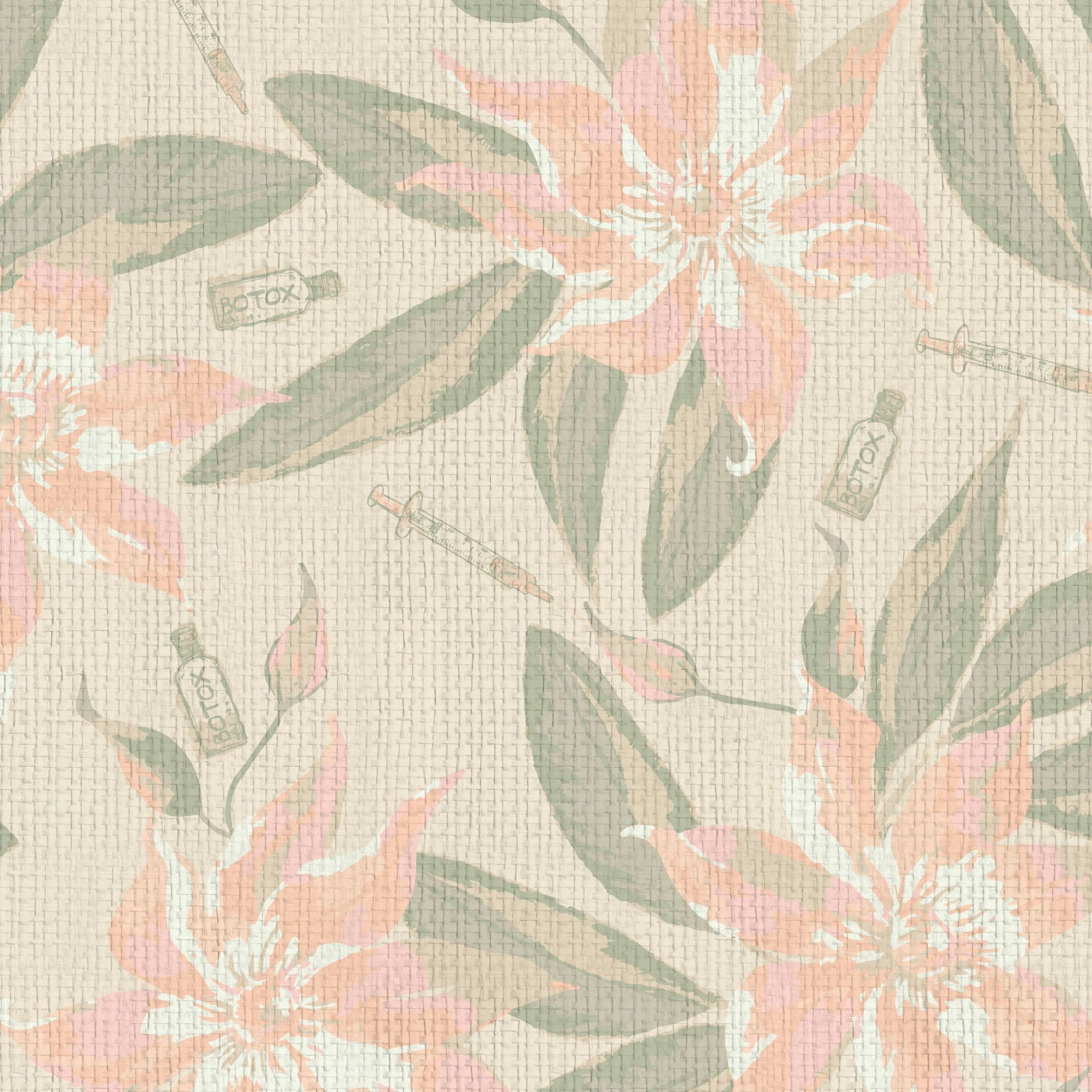Botox Betty Floral Wallpaper