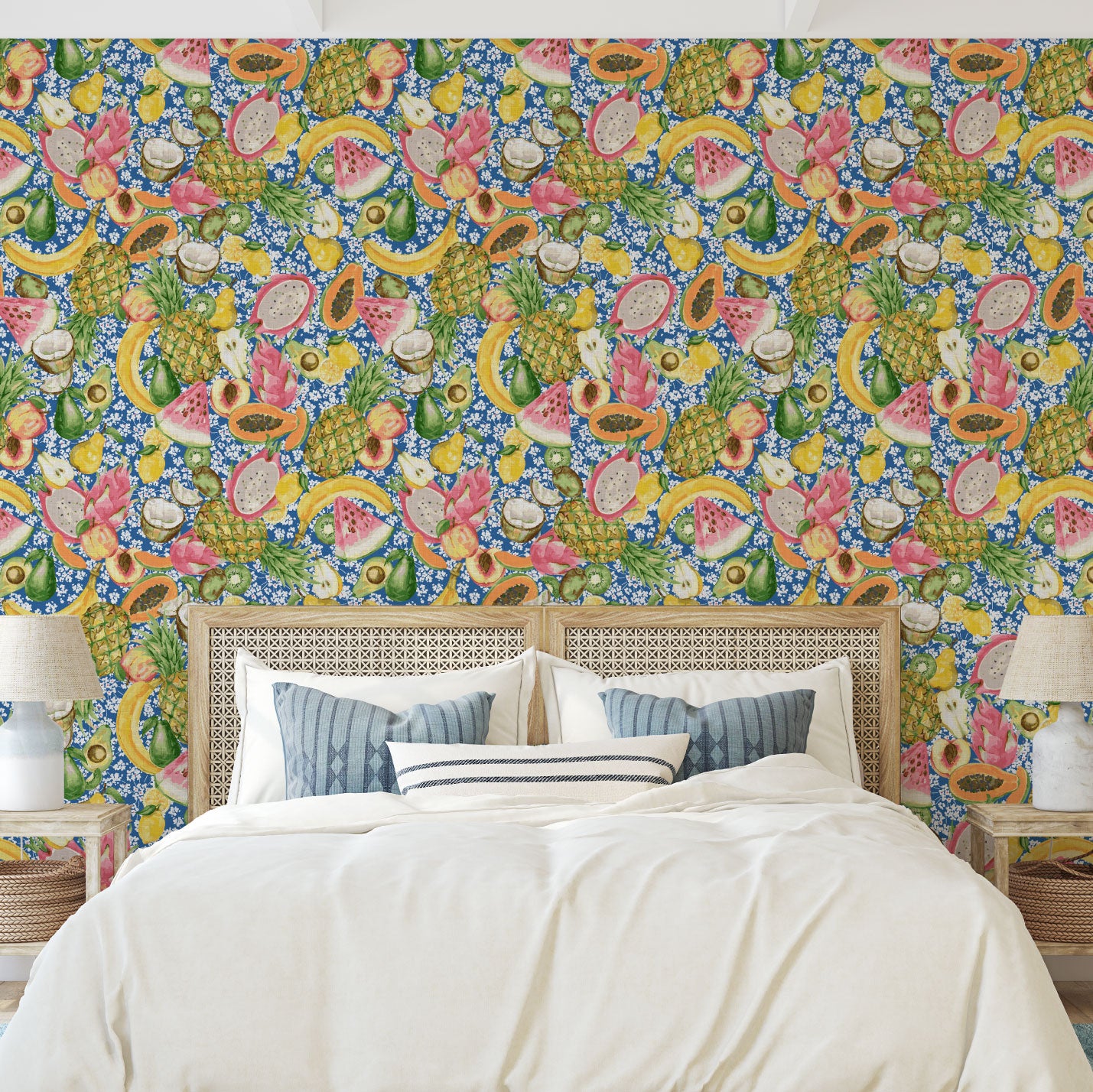 Breakfast Club Fruits Linen Wallpaper