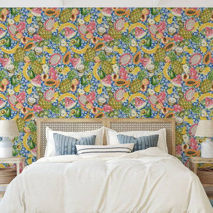 Breakfast Club Fruits Linen Wallpaper