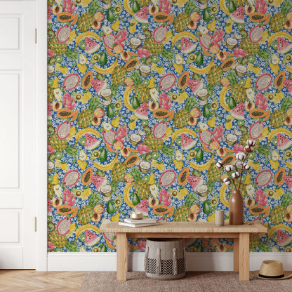 Breakfast Club Fruits Linen Wallpaper