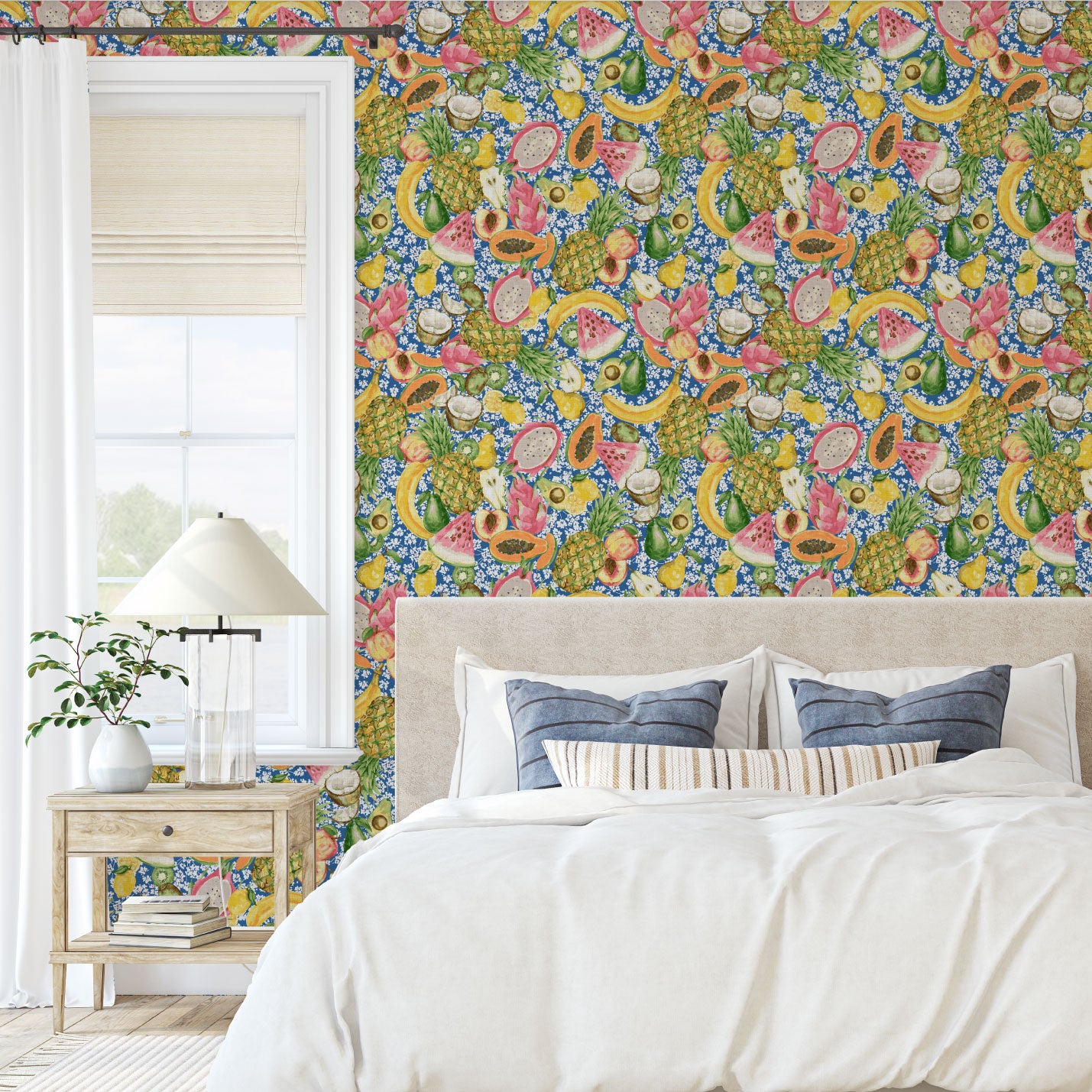 Breakfast Club Fruits Linen Wallpaper