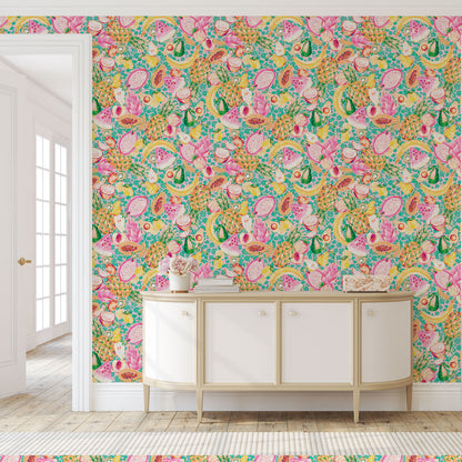 Breakfast Club Fruits Linen Wallpaper