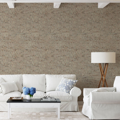 Natural Textured Eco-Friendly Non-toxic High-quality Sustainable practices Sustainability Interior Design Wall covering Bold Wallpaper Custom Tailor-made Retro chic cork nature luxury metallic shiny wood timeless coastal vacation interior design grain high-end shiny beige tan light brown silver metallic living room