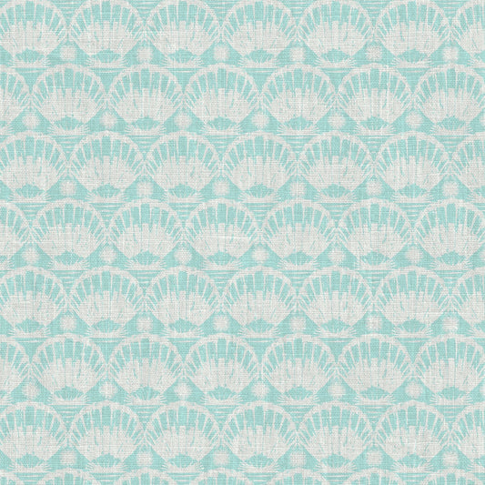 wallpaper seashell horizontal stripe Natural Textured Eco-Friendly Non-toxic High-quality Sustainable practices Sustainability Interior Design Wall covering custom tailor-made retro chic tropical bespoke nature Seaside Coastal Seashore Waterfront Vacation home styling Retreat Relaxed beach vibes Beach cottage Shoreline Oceanfront Nautical pastel subtle green teal white soft linen