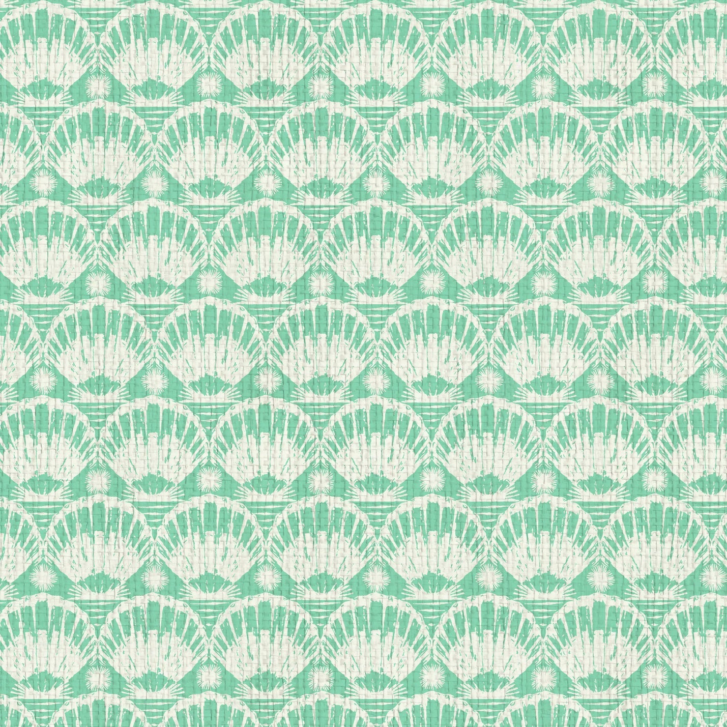 printed grasscloth paperweave wallpaper seashell horizontal stripe Natural Textured Eco-Friendly Non-toxic High-quality  Sustainable practices Sustainability Interior Design Wall covering custom tailor-made retro chic tropical bespoke nature Seaside Coastal Seashore Waterfront Vacation home styling Retreat Relaxed beach vibes Beach cottage Shoreline Oceanfront Nautical green mojito white