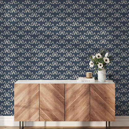 June St. George white bow on navy blue wallpaper wall covering grasscloth grass cloth paper weave textured custom luxury natural woman artist women contemporary modern interior design bold tailor made Eco-Friendly
Non-toxic
High-quality 
Sustainable
Retro chic
Grand millennial
Maximalism 
Traditional
Dopamine decor
girly
