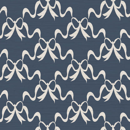 June St. George white bow on navy blue wallpaper wall covering grasscloth grass cloth paper weave textured custom luxury natural woman artist women contemporary modern interior design bold tailor made Eco-Friendly
Non-toxic
High-quality 
Sustainable
Retro chic
Grand millennial
Maximalism 
Traditional
Dopamine decor
girly