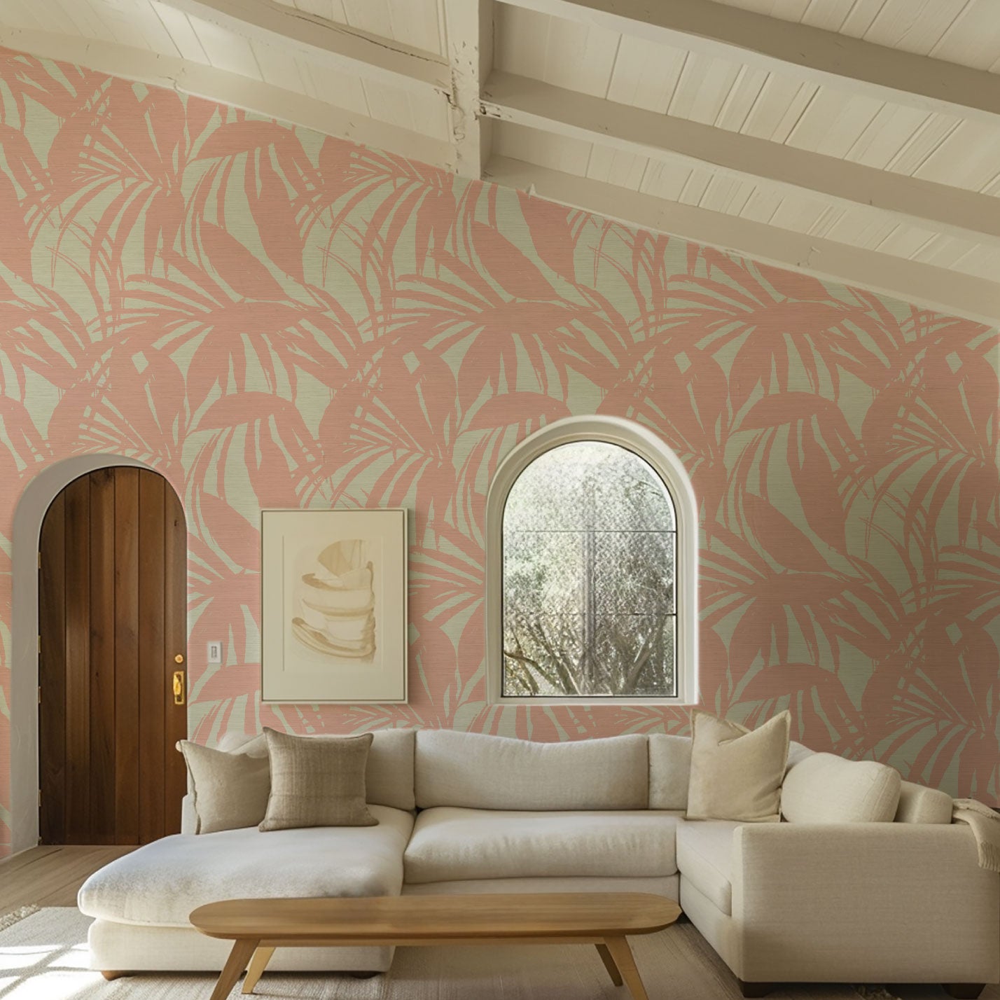 Club Paradise Palm Leaf Wallpaper
