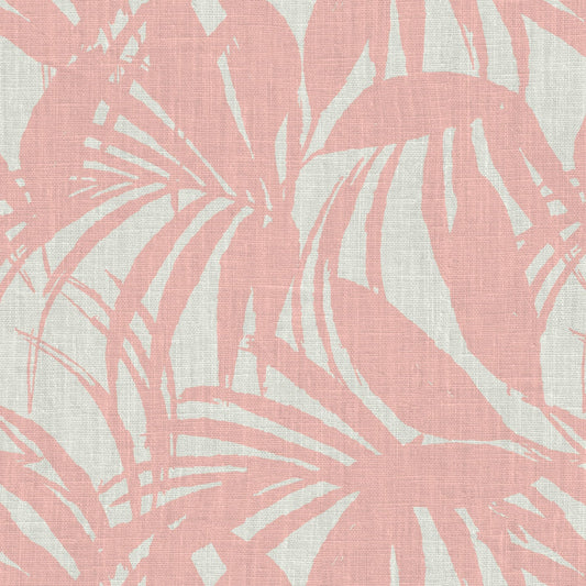 wallpaper oversize tropical leaf Natural Textured Eco-Friendly Non-toxic High-quality Sustainable practices Sustainability Interior Design Wall covering Bold retro chic custom jungle garden botanical Seaside Coastal Seashore Waterfront Vacation home styling Retreat Relaxed beach vibes Beach cottage Shoreline Oceanfront white peach pink coral pastel baby orange linen